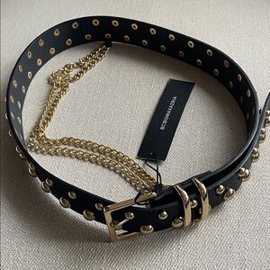 BCBG BLACK W GOLD STUDDED BELT